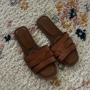 Seychelles brown slip on sandals 6